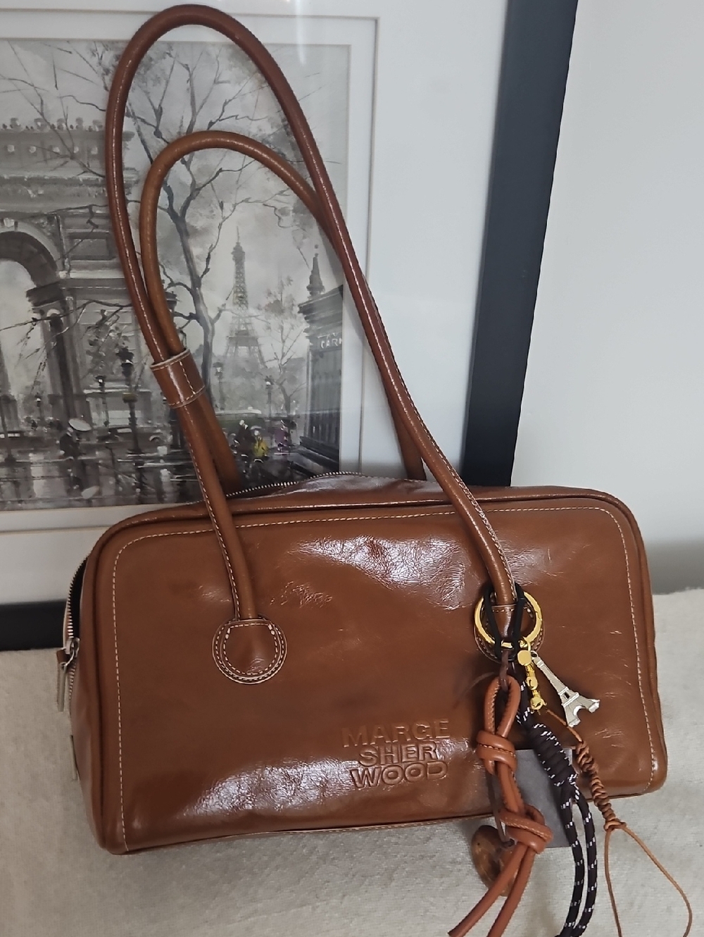 Marge Sherwood Cognac Leather Satchel